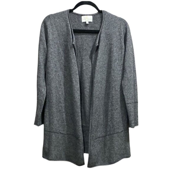 Belle France 100% Cashmere Charcoal Gray Open Front Cardigan Sweater Size M - Picture 4 of 6